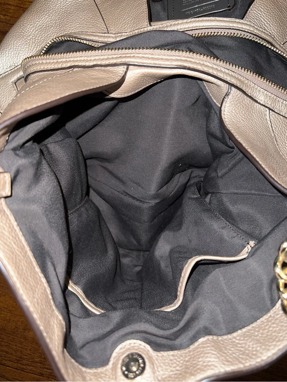 Coach Lexy Metallic Gold Tan Pebbled Leather Luxury Glam Chic Shoulder Bag